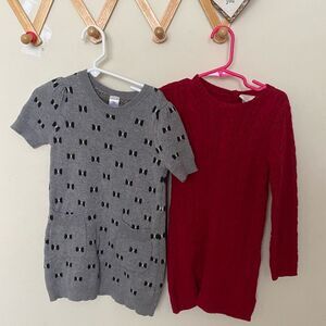 Gray and Red Knit Dresses for Kids set sz5t
